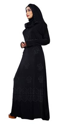 Black Embroidered Lycra Burka 2