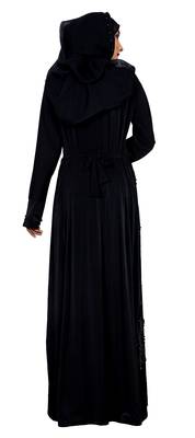 Black Embroidered Lycra Burka 3