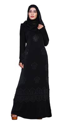 Black Embroidered Lycra Burka 4