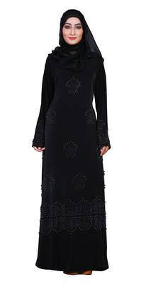 Black Embroidered Lycra Burka 5
