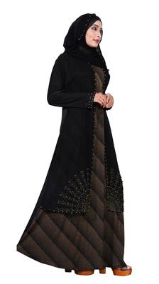 Brown Embroidered Lycra Burka 2