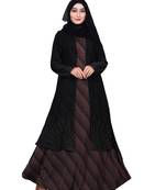 Dark-Violet Embroidered Lycra Burka