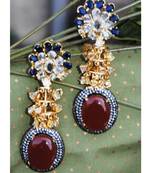 Oval Carnelian Drop Diamond Dangler Earrings