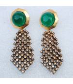 Green Onyx Champagne Diamond Dangler Earrings