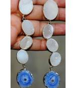 Oval White Druzy Dangler Earrings