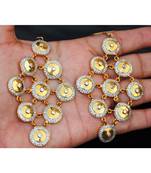 Gold Diamond Circle Dangler Earrings