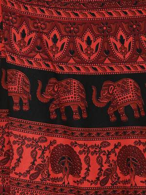 Red Cotton Printed Wrap Around Skirt 5