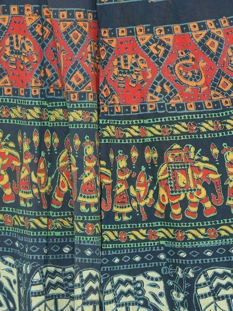 Green Cotton Printed Wrap Around Skirt