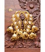 Designer Floral Peacock Meenakari Kundan Studed Onyx Stone Jhunka Earrings