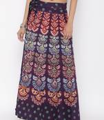 Purple Cotton Printed Wrap Around Skirt