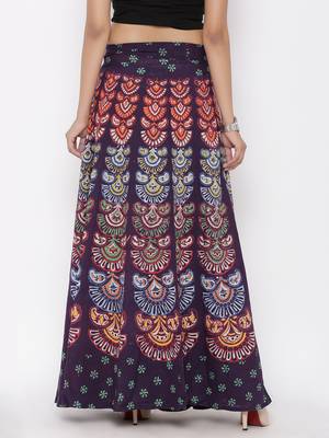 Purple Cotton Printed Wrap Around Skirt 2