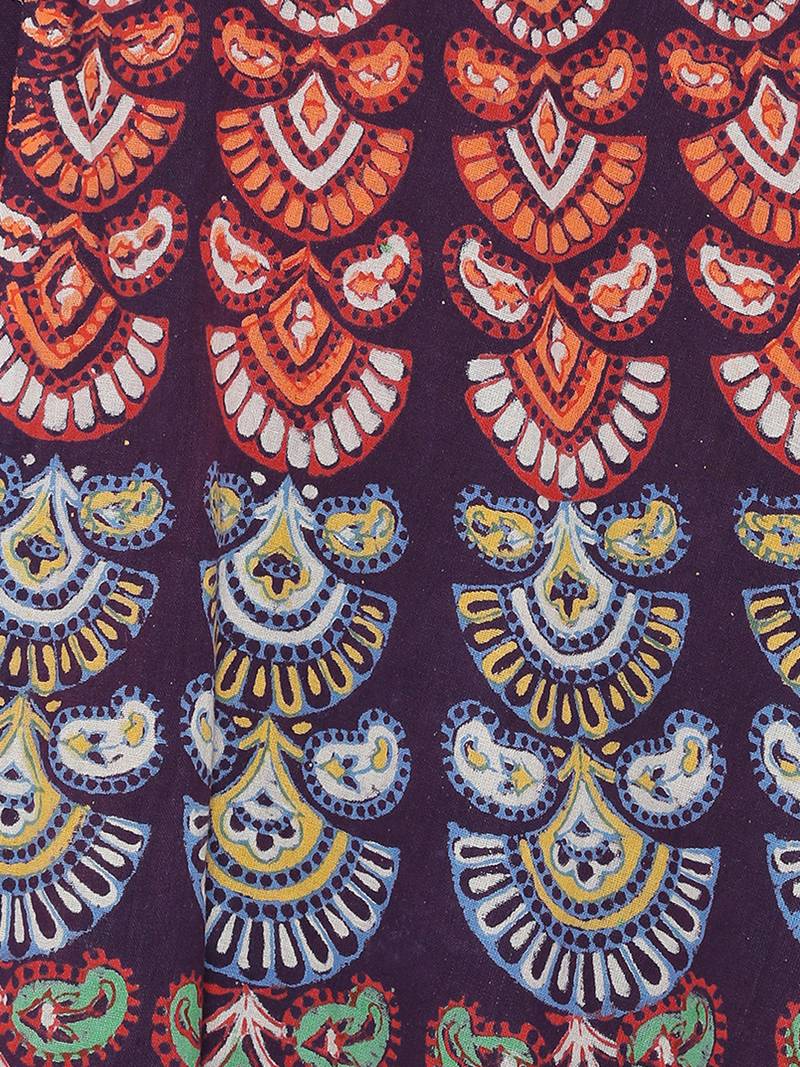 Purple Cotton Printed Wrap Around Skirt