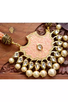 Designer Floral Peacock Meenakari Kundan Studed Onyx Stone Multilayer Necklace Set with Earrings