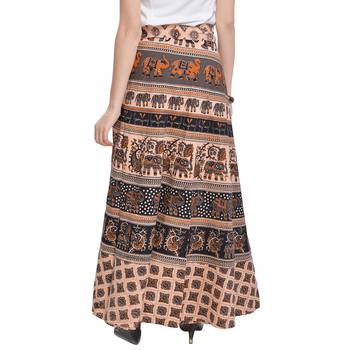 Beige Cotton Printed Wrap Around Skirt 2