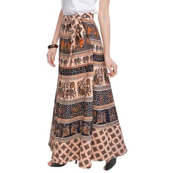 Beige Cotton Printed Wrap Around Skirt 3