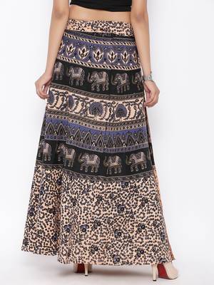 Beige Cotton Printed Wrap Around Skirt 2