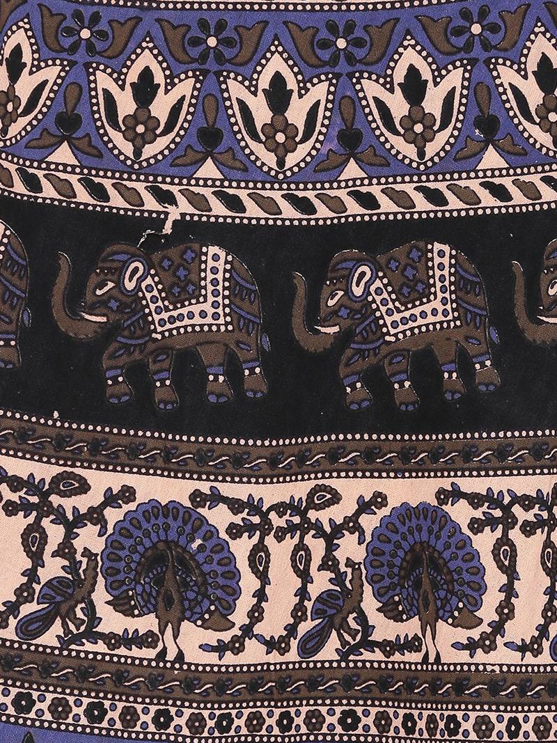 Beige Cotton Printed Wrap Around Skirt