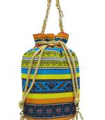 Cotton Printed Blue Handbag Ethnic Potli Bag