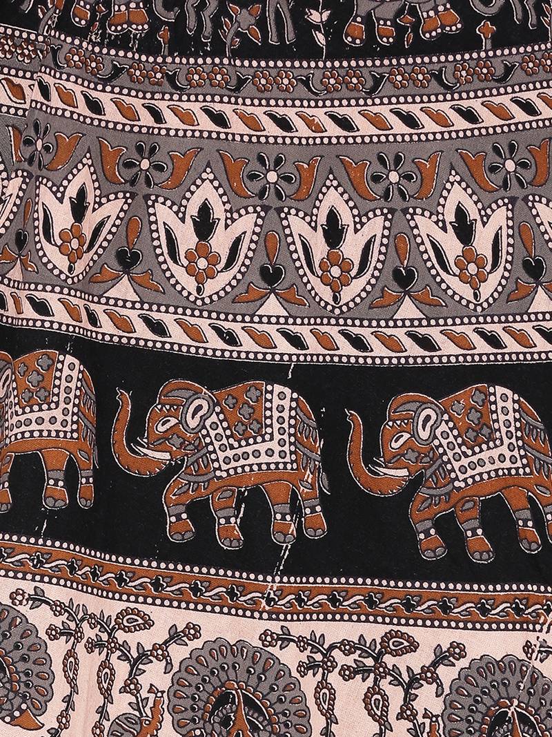 Beige Cotton Printed Wrap Around Skirt