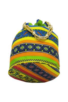 Cotton Printed Green Handbag Ethnic Potli Bag 3