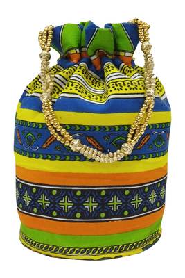 Cotton Printed Green Handbag Ethnic Potli Bag 4