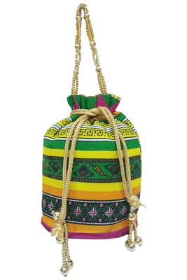 Cotton Printed Pink Handbag Ethnic Potli Bag 1
