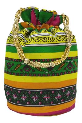Cotton Printed Pink Handbag Ethnic Potli Bag 4