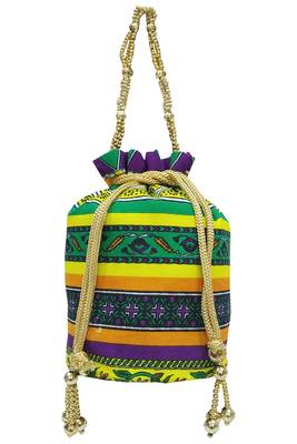 Cotton Printed Purple Handbag Ethnic Potli Bag 1