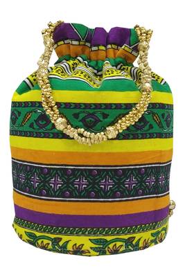 Cotton Printed Purple Handbag Ethnic Potli Bag 4