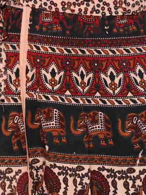 Beige Cotton Printed Wrap Around Skirt 5