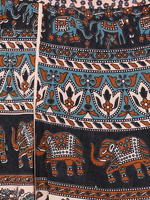Beige Cotton Printed Wrap Around Skirt 5