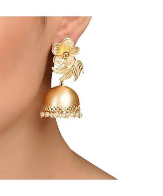 Designer Onyx Stone Silver Plated Oxidised Floral Studs Earrings 1