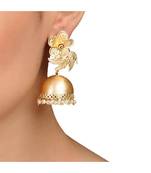 Designer Onyx Stone Silver Plated Oxidised Floral Studs Earrings