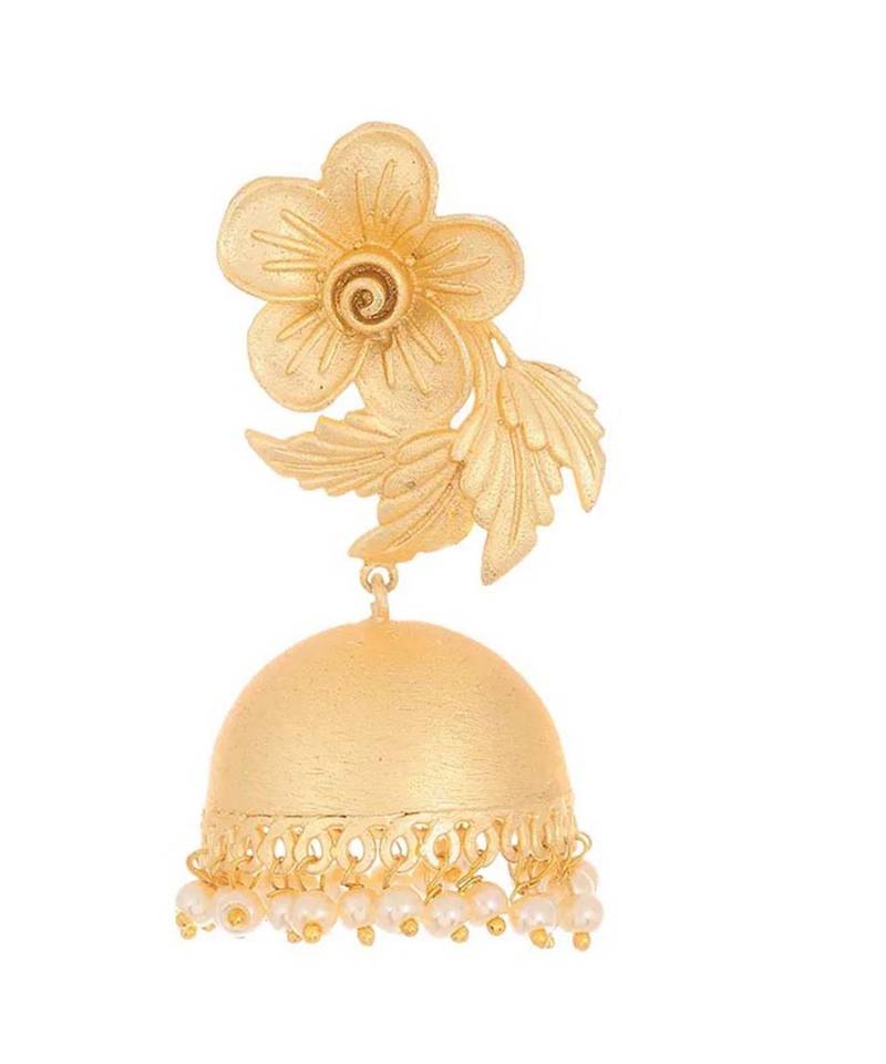 Designer Onyx Stone Silver Plated Oxidised Floral Studs Earrings