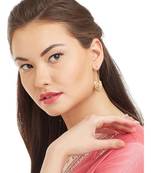 Designer Pearl Stone Gold Plated Bunched Pearl Bali Hoop Earrings