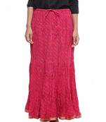 Pink Cotton Lehariya Printed Skirt