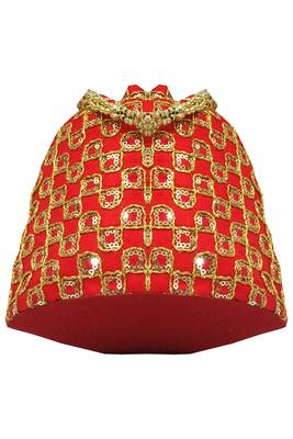 Silk Ethnic Golden Embroidered Red Handbag Potli Bag 3