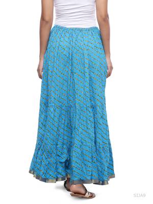 Blue Cotton Lehariya Printed Skirt 2
