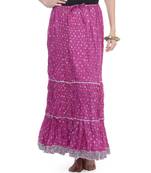 Magenta Cotton Silver Print Skirt