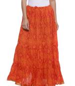 Orange Cotton Bandhej Print Skirt