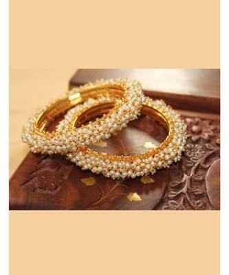 Designer Pearl Stone Wedding Bridal Bunched Pearl Bangles Set 1