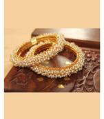 Designer Pearl Stone Wedding Bridal Bunched Pearl Bangles Set