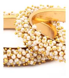 Designer Pearl Stone Wedding Bridal Bunched Pearl Bangles Set