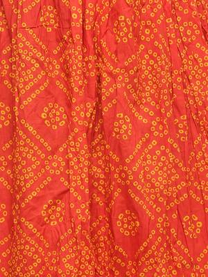 Orange Cotton Bandhej Print Skirt 5