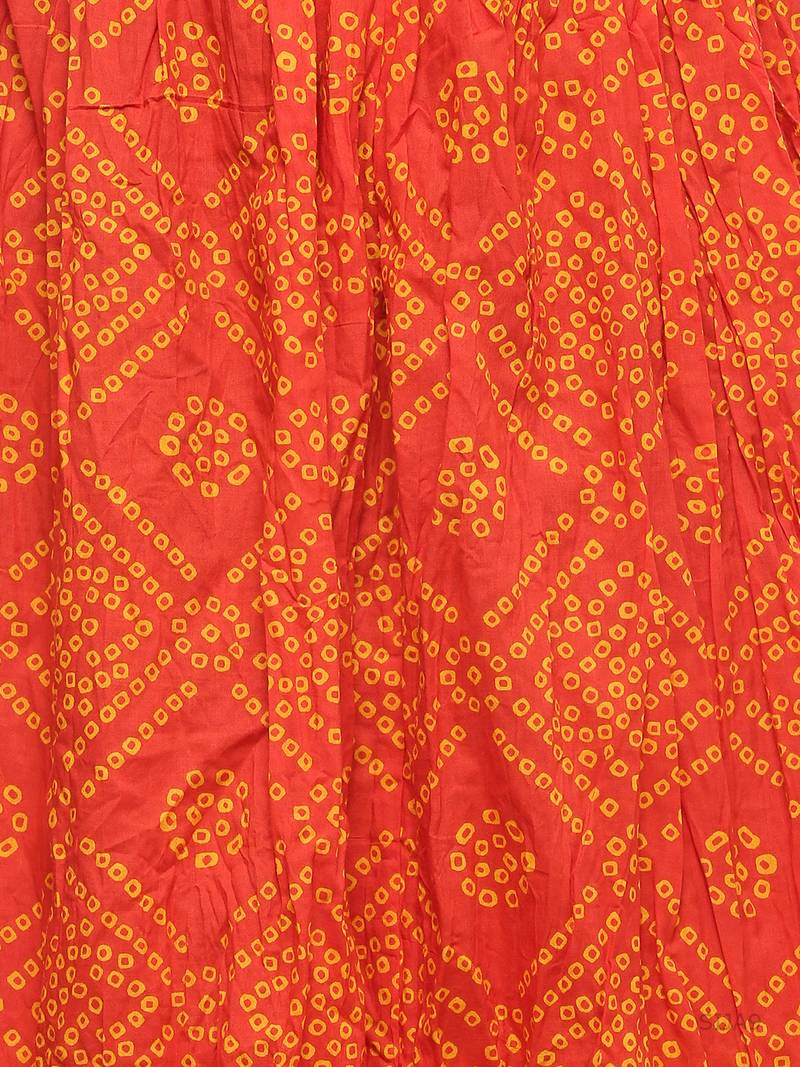Orange Cotton Bandhej Print Skirt