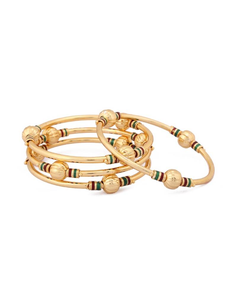 Designer Golden Ball Meenakari Work Bangle Set