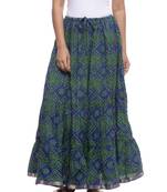 Blue Cotton Bandhej Print Skirt