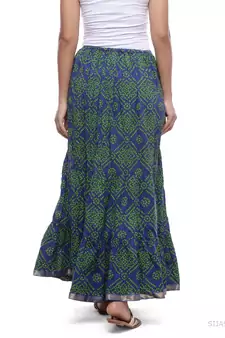 Blue Cotton Bandhej Print Skirt