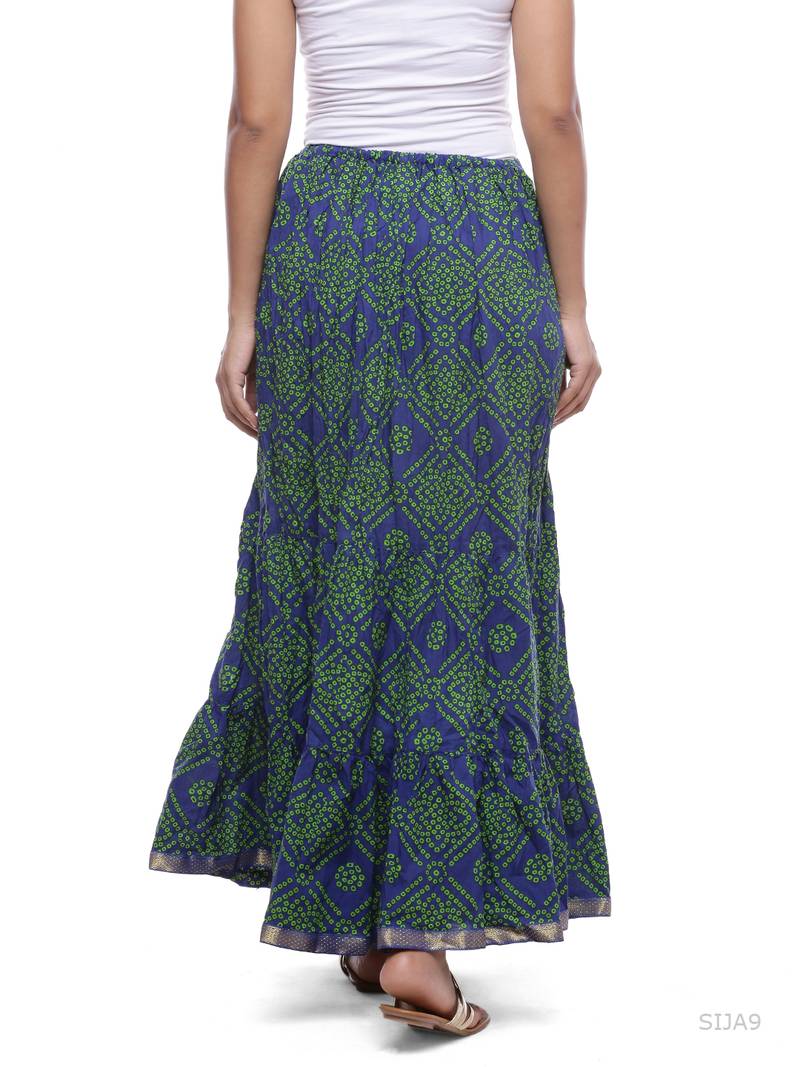 Blue Cotton Bandhej Print Skirt