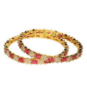 Stunning Pink Stone And Studded Bangles 1